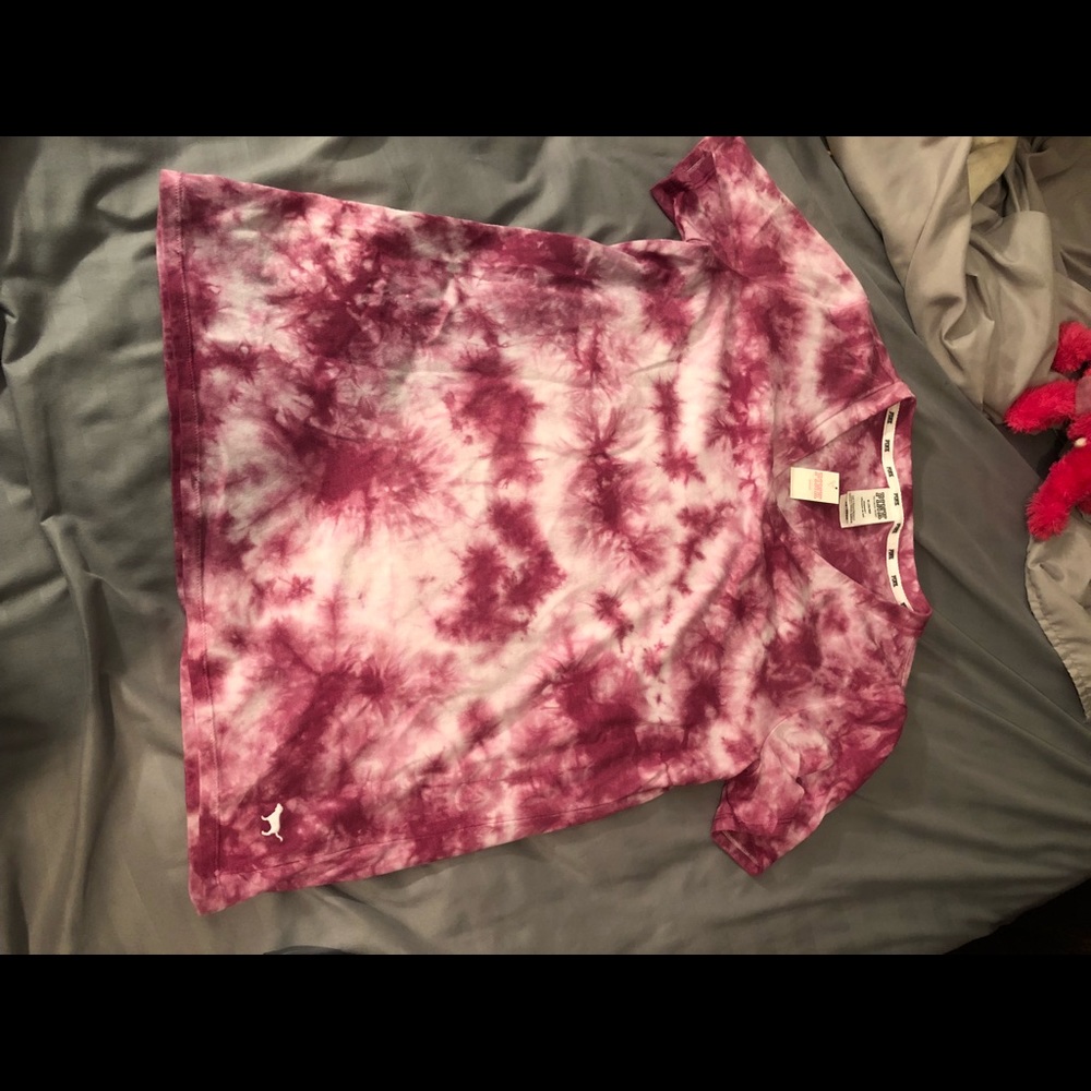 PINK v neck tye dye t shirt NWT